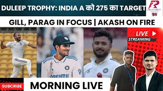 Duleep Trophy LIVE Shubman Gill off to brisk start focus on Parag Akash Deep bags fifer vs IND A [upl. by Candy968]