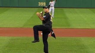 Drabek throws out ceremonial first pitch [upl. by Llednew]