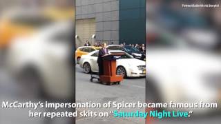 Melissa McCarthy spotted driving quotSpicer Podiumquot through NYC [upl. by Frisse888]