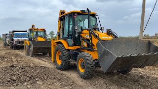 2 JCB 3dx Machines Loading Mud Together TATA Dump Truck 2518 10 Tyre Tipper with JCB 3dx [upl. by Mcmullan]