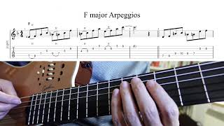 《 Guitar Exercise 106 》 F major Arpeggios 【TAB ⇒ 概要欄】  アルペジオ  Fコードでエクササイズ！ [upl. by Teahan540]