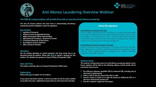 AntiMoney Laundering Overview Webinar [upl. by Yeslek114]