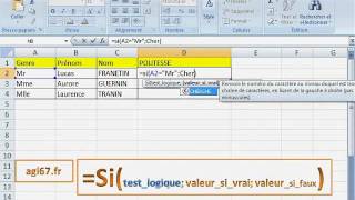 Excel Fonction excel SI et SI imbriqués [upl. by Eylhsa]