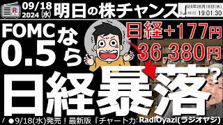 【投資情報株チャンス】FOMC秒読み！利下げ幅05％なら、ドル円急落円高で日経平均が買いシグナルライン35300円まで下がる可能性もある？まずは結果と反応を見極めよう●安い銘柄●歌：休 [upl. by Alper919]