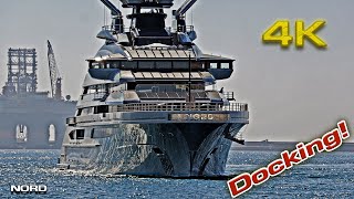 New Mega Yacht quotNordquot Docking 4K 60fps [upl. by Shani146]