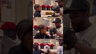 Floyd Mayweather Grandson Hitting PADS with POWER at 2 Years Old• Meezy NBA YoungBoy Son Boxing [upl. by Goebel]