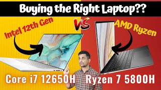 AMD Ryzen 7 5800H vs Intel Core i7 12650H  Intel i7 vs Ryzen 7 Laptop Comparison  HINDI [upl. by Gordy]