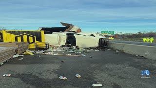 Tractortrailer crash causing delays on I64 eastbound near Tidewater Drive [upl. by Trebor2]