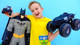 Vlad und Niki retten Batcave und spielen mit Batmobile RC  Spielzeuggeschichte für Kinder [upl. by Drofub743]