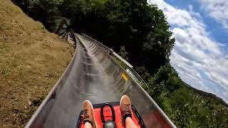 Sommerrodelbahn Pottenstein roter Frankenrodel Wiegand Bob summer roller coaster Rodelbahn [upl. by Htyderem]