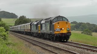 Double headed DRS class 37 Retro railtour along Copy Pit Line 11072015 [upl. by Waldner]