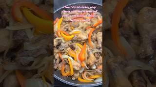 Flavorful fried chicken wings tossed with vibrant sweet bell peppers and onions food delicious [upl. by Dlnaod844]