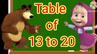 13 to 20 multiplication table let s learn multiplication table for kids Rm [upl. by Nimrak904]