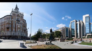 Turgenevskaya Square in Moscow with the Chistye Prudy metro station [upl. by Aimar]