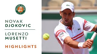 Novak Djokovic vs Lorenzo Musetti  Round 4 Highlights I RolandGarros 2021 [upl. by Artenra701]