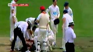 Phil Hughes hit on head collapses in Shield [upl. by Aland515]