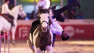 Equestrian Acrobatics and Dancing Horses  Beach Polo Cup Dubai 2017 [upl. by Ameerak]