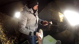 Monster Pike while Ice Fishing at Eagle Lake in Alberta Canada with some Under Water footage [upl. by Lacy706]