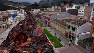 Volcán Galeras erupción apocalíptica destrucción de pasto virtual [upl. by Amluz]