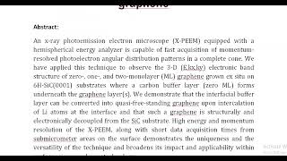 Nanoscale 3 D Ekxky band structure imaging on graphene and intercalated graphene [upl. by Adlemi]