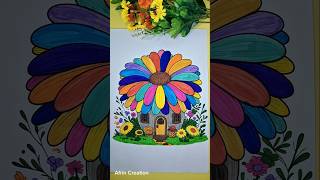 Flower house 🌸 easydrawing colouring shorts satisfying [upl. by Yehtomit]