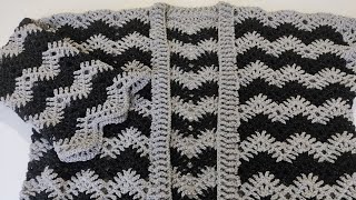 Mevsimlik Tığ İşi Örgü Hırka Yapımı 🖤🤍model tigisi örgü diy handmade crochet örgümodelleri [upl. by Akimat]