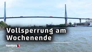 Sperrung bis Montagmorgen Erneut Arbeiten an Köhlbrandbrücke [upl. by Annahvas879]