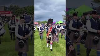 drummajor leads Aberlour pipeband playing on the march at 2024 dufftown highlandgames shorts [upl. by Ku136]