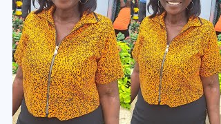 How to Sew a Stylish Crop Shirt with Front Zipper and Collar StepbyStep Tutorial inseam finishing [upl. by Airetnuhs]