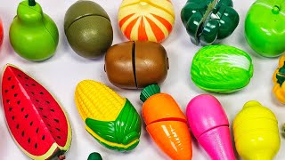 ASMR 木のおままごとセットと本物の野菜と果物を切る！おもちゃでリアルなやさいの名前をおぼえよう [upl. by Pool]