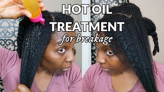 Hot Oil Treatment on Natural Hair for Breakage [upl. by Adnowal]