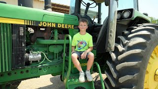 Kids Playing on The Farm with Real Tractors and Kids Trucks Compilation  Tractors for kids [upl. by Akinahc625]