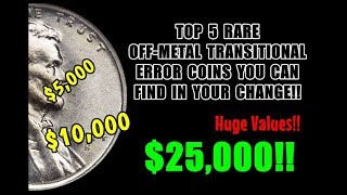 TOP 5 Transitional Error Coins You Can Find In Change  Values Up To 25000 [upl. by Lea156]