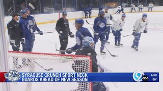 Syracuse Crunch sport neck guards ahead of new season [upl. by Mcroberts]