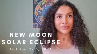 🌑🪬✨️ New Moon Solar Eclipse October 23 2024 Virgo Hasta Vedic Sidereal Astrology [upl. by Ardnuahc969]