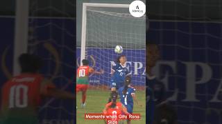 Gita Rana Slips ball hits bar foryou football nepalifootball footballshorts foryou fyp fypシ゚ [upl. by Martelle334]