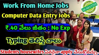 Computer data entry jobs  work from home jobs in telugu  free job search  typing jobs [upl. by Goodden]