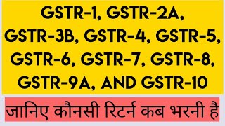 GSTR RETURNS GSTR1  GSTR 2A  GSTR 3B  GSTR 4 GSTR 5 GSTR 6 GSTR 7 GSTR 8  GSTR 9 GSTR 10 [upl. by Mcarthur]