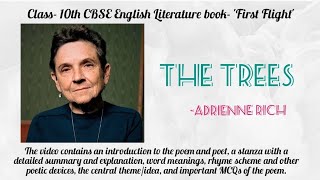 CBSE Class 10 Poem The Trees  Adrienne Rich  First Flight  Summary and Explanation cbscboardexam [upl. by Veronike180]