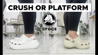 Crocs classic crush VS Crocs classic platform clog  Crocs 2022 collection  Comparison [upl. by Elena939]