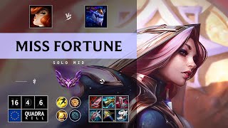 Miss Fortune Mid vs Aurelion Sol Quadra Kill Unstoppable  EUW Master Patch 1415 [upl. by Aniakudo]