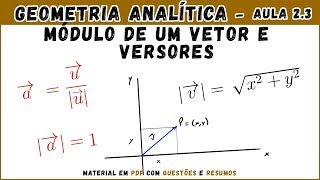 Geometria Analítica Plana Módulo de Vetores e Versores  Aula 23 [upl. by Neahs210]