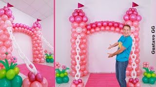 CASTILLO DE GLOBOS 😍  como decorar con globos para cumpleaños🌸😊 decoracion con globos  Gustavo gg [upl. by Yerffoej]