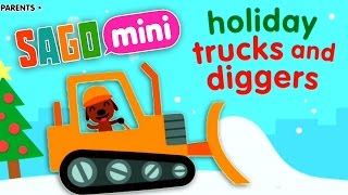 Sago Mini Holiday Trucks and Diggers  Саго Мини Грузовики и Экскаваторы зимой  Мультик Про Машинки [upl. by Ynaffets]