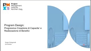 Webinar  Program Design  Progressiva Creazione di Capacità e Realizzazione di Benefici [upl. by Ellehsat58]