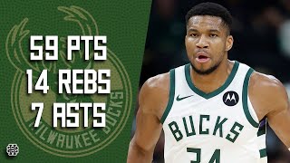 Giannis Antetokounmpo 59 pts 14 rebs 7 asts vs Pistons 2425 season [upl. by Alyar]