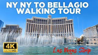 Las Vegas Strip Walking Tour from New York New York  Bellagio 4K HDR [upl. by Ellimaj]