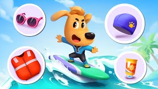 Lets Go Surfing  Safety Tips  Good Habits  Kids Cartoons  Sheriff Labrador [upl. by Eatnod]