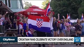 Croatian fans celebrate teams advance to World Cup finals [upl. by Enrol950]