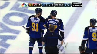 Brian Bickell knee on Vladimir Sobotka Chicago Blackhawks vs St Louis Blues 41914 NHL Hockey [upl. by Bayer807]